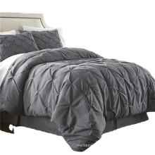 Modern Pintuck Duvet Cover Soft Microfiber Pinch Pleated  Bedding Duvet Cover Sets with Zipper Closure